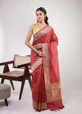 Red Kora Silk Saree With Blouse Piece
