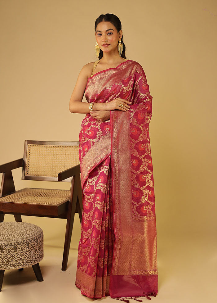 Purple Kora Silk Saree With Blouse Piece