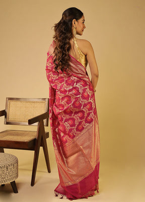 Red Kora Silk Saree With Blouse Piece