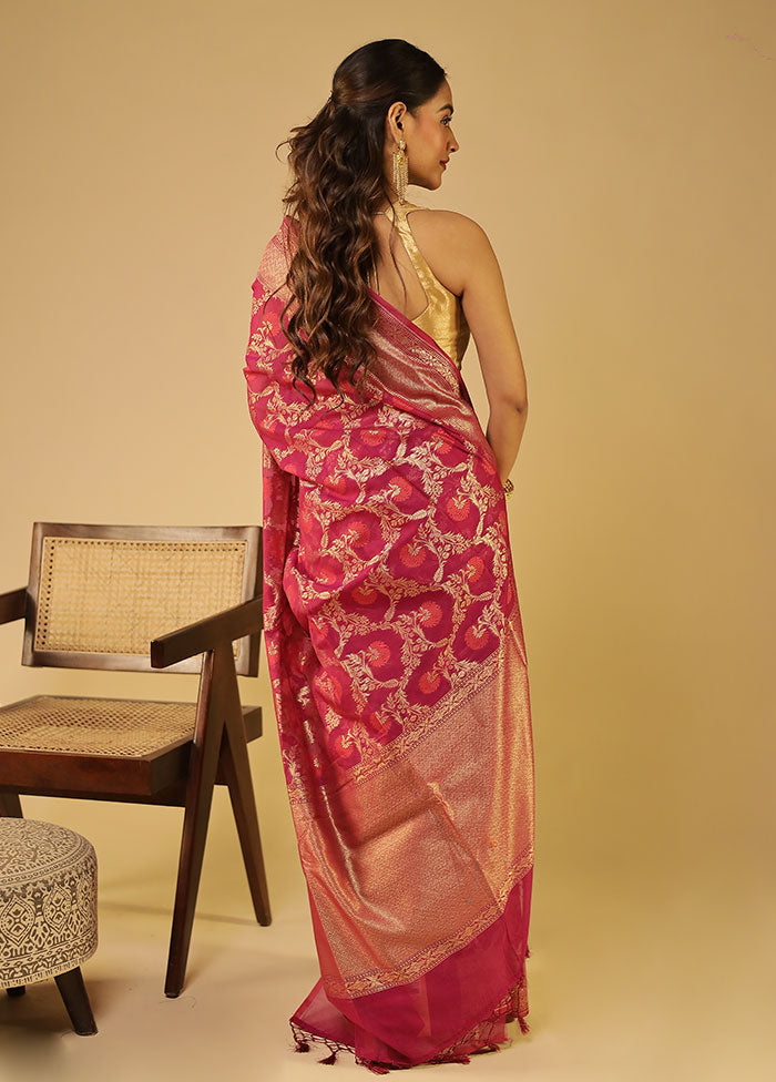 Purple Kora Silk Saree With Blouse Piece