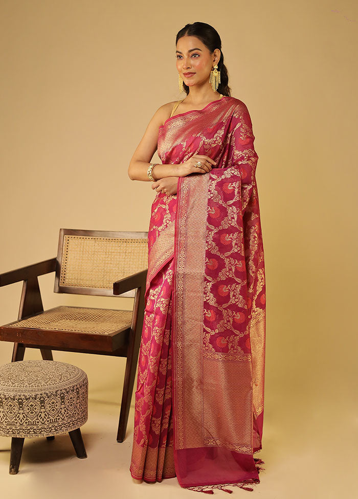 Purple Kora Silk Saree With Blouse Piece