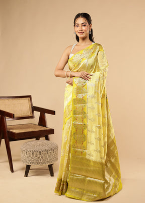 Green Dupion Silk Saree With Blouse Piece