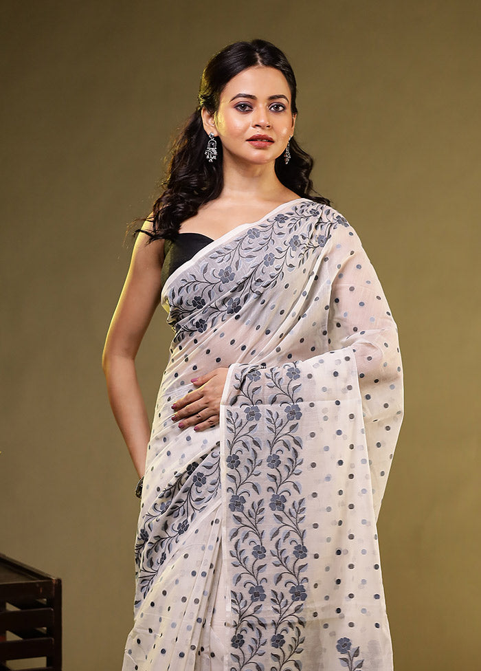 Cream Kora Silk Saree With Blouse Piece