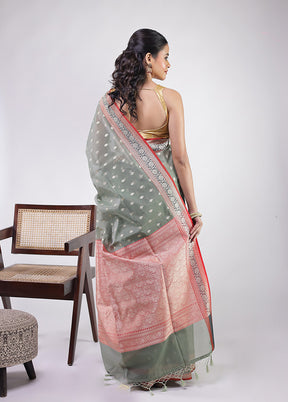 Green Kora Silk Saree With Blouse Piece