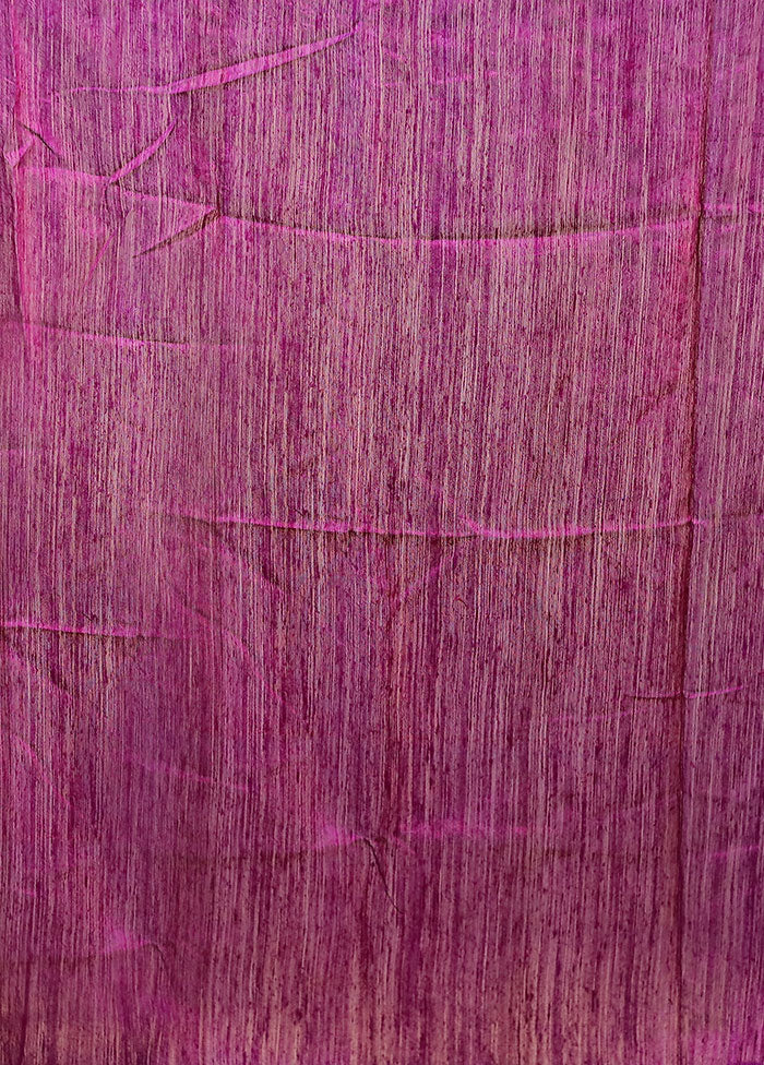 Purple Handloom Matka Pure Silk Saree With Blouse Piece