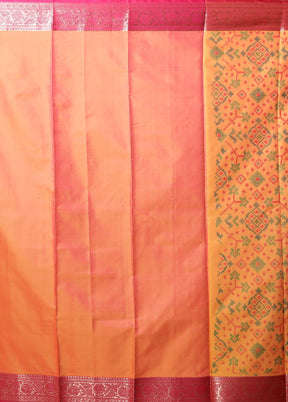 Yellow Dupion Silk Saree With Blouse Piece
