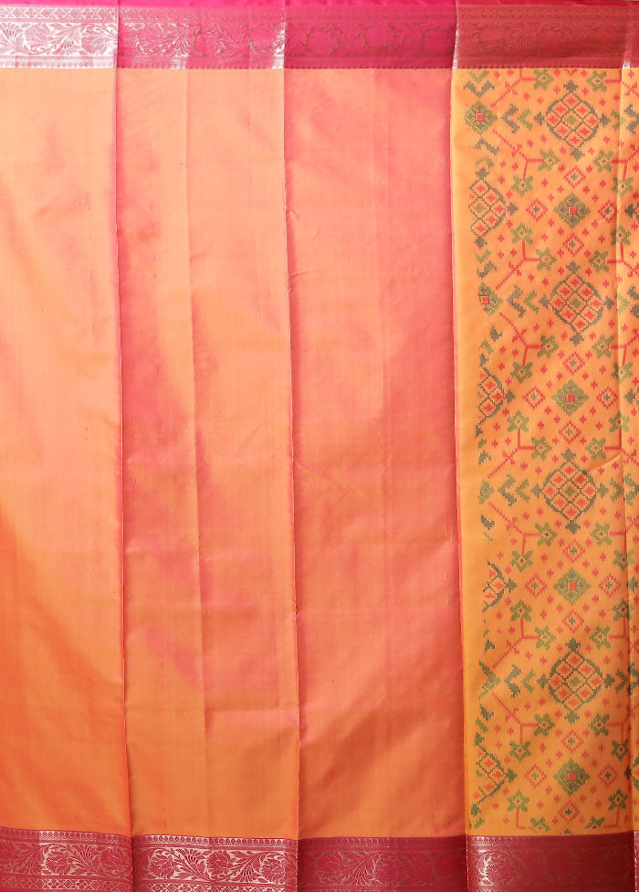 Yellow Dupion Silk Saree With Blouse Piece