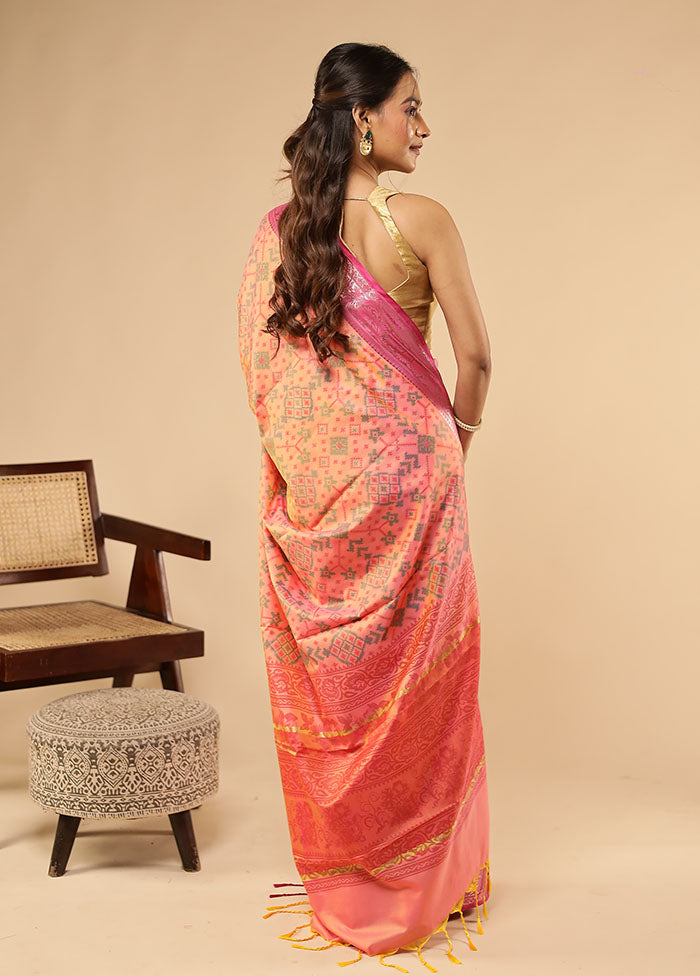 Pink Dupion Silk Saree With Blouse Piece