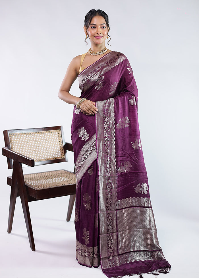 Purple Dupion Silk Saree With Blouse Piece