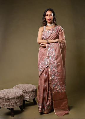 Cream Pure Cotton Saree With Blouse Piece