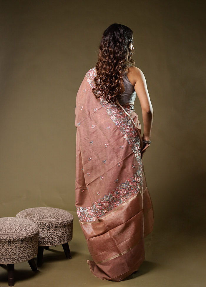 Cream Pure Cotton Saree With Blouse Piece