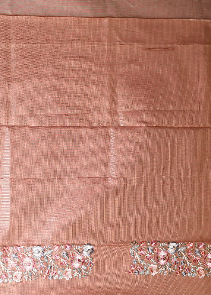 Cream Pure Cotton Saree With Blouse Piece