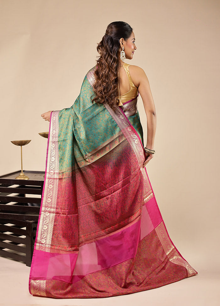 Green Jamewar Silk Saree With Blouse Piece