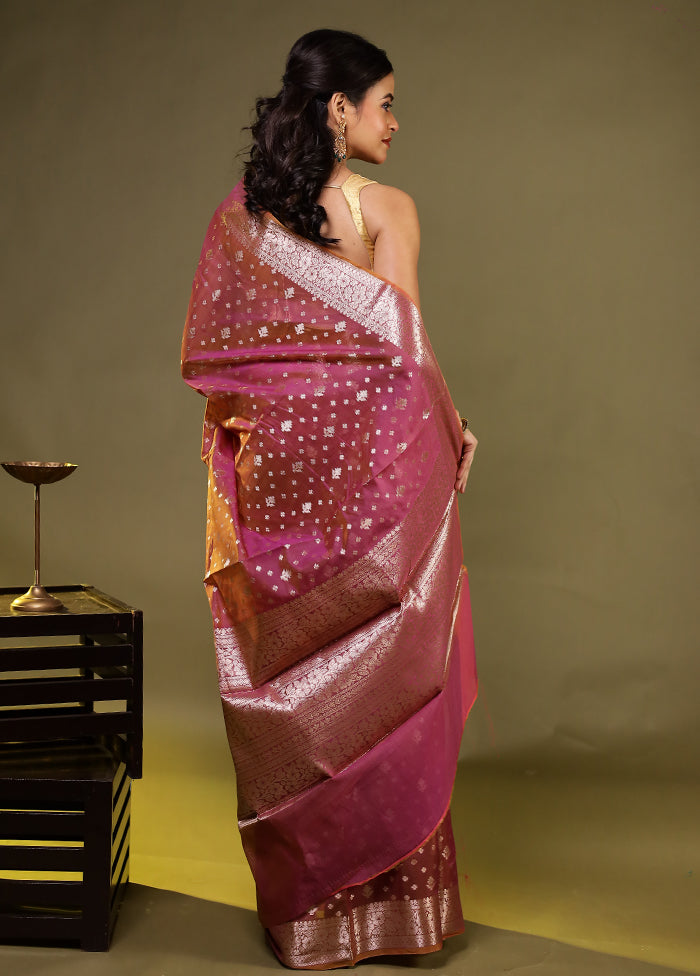 Pink Kora Silk Saree With Blouse Piece