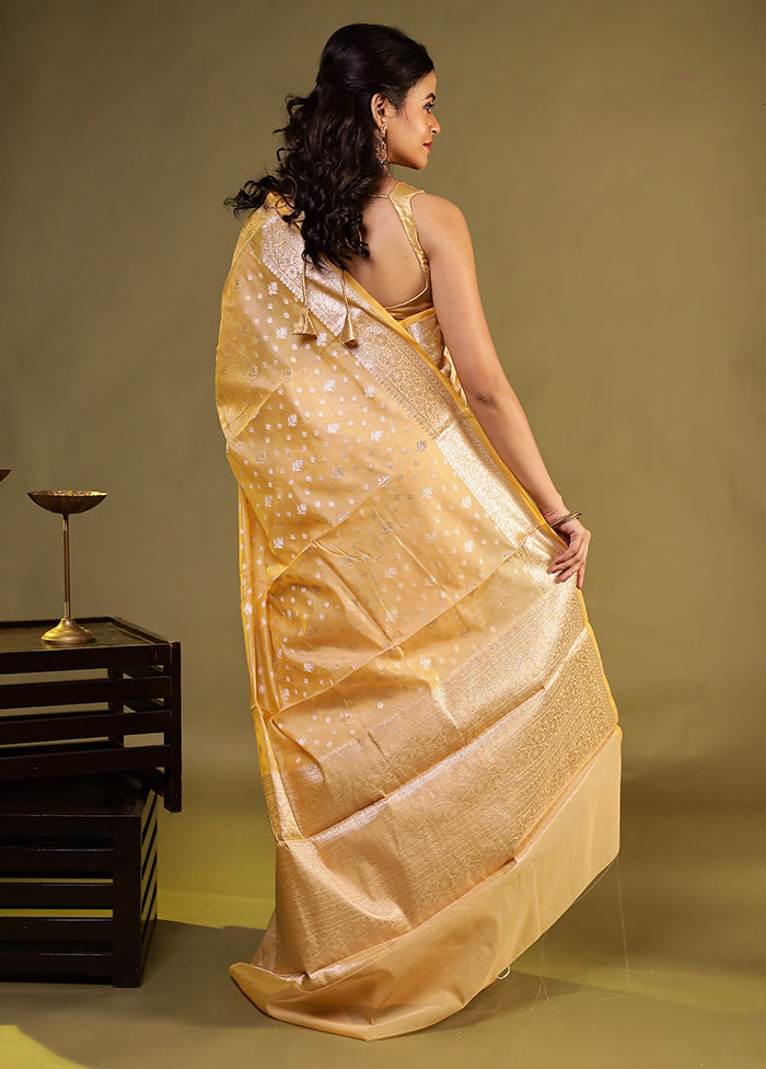 Yellow Kora Silk Saree With Blouse Piece