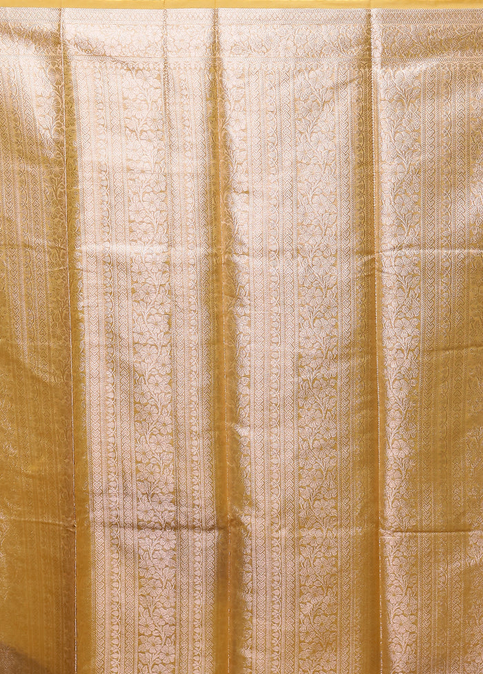 Yellow Kora Silk Saree With Blouse Piece