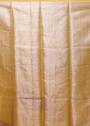 Yellow Kora Silk Saree With Blouse Piece