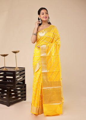Yellow Kora Silk Saree With Blouse Piece