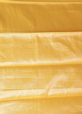 Yellow Kora Silk Saree With Blouse Piece