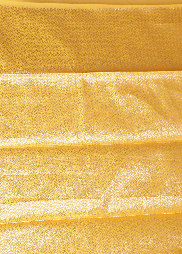 Yellow Kora Silk Saree With Blouse Piece