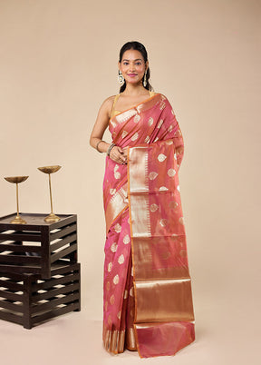 Red Kora Silk Saree With Blouse Piece