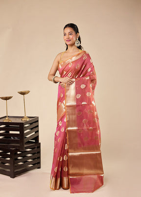 Red Kora Silk Saree With Blouse Piece