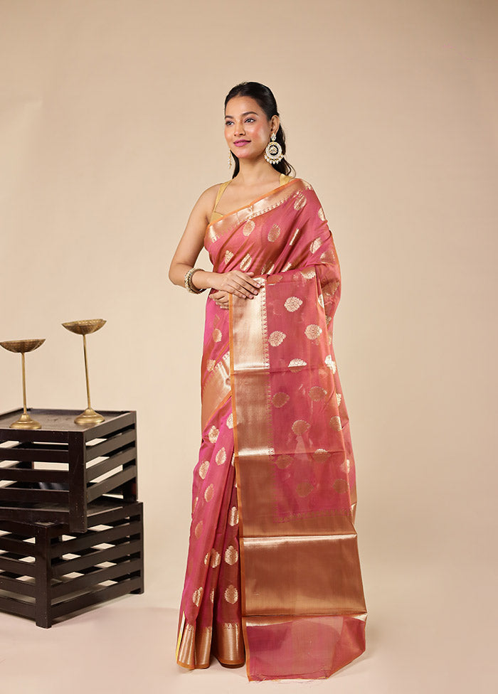 Red Kora Silk Saree With Blouse Piece