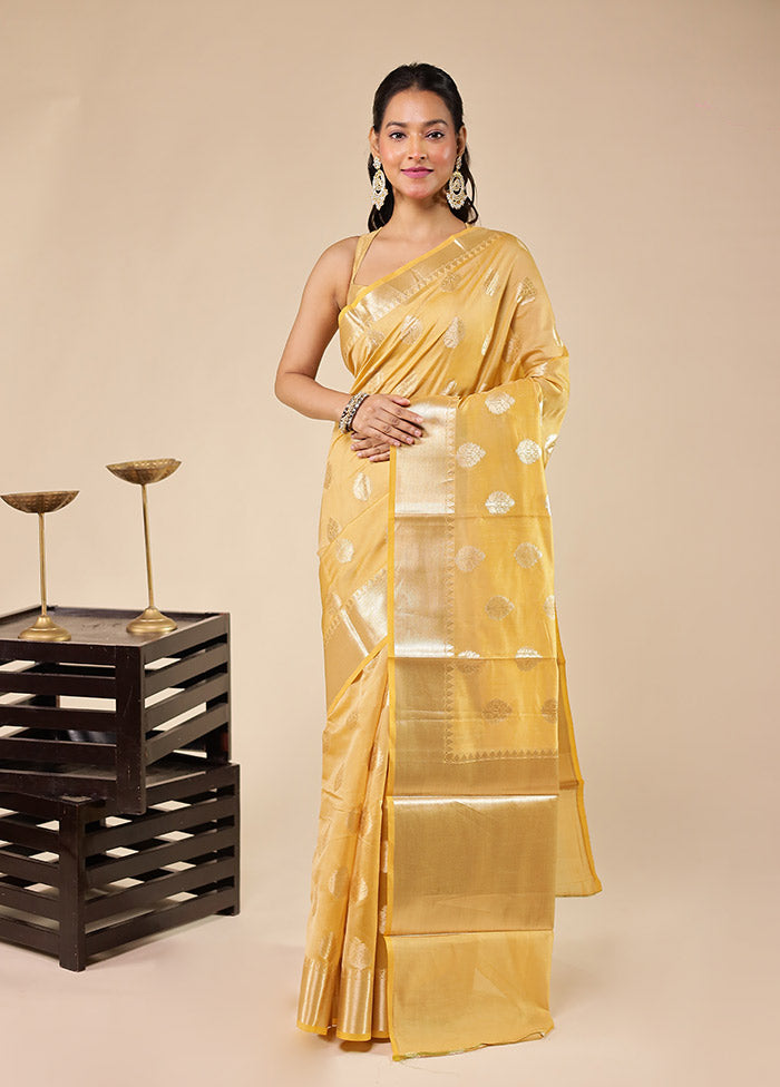 Cream Kora Silk Saree With Blouse Piece