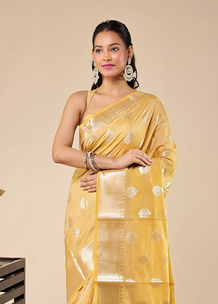 Cream Kora Silk Saree With Blouse Piece