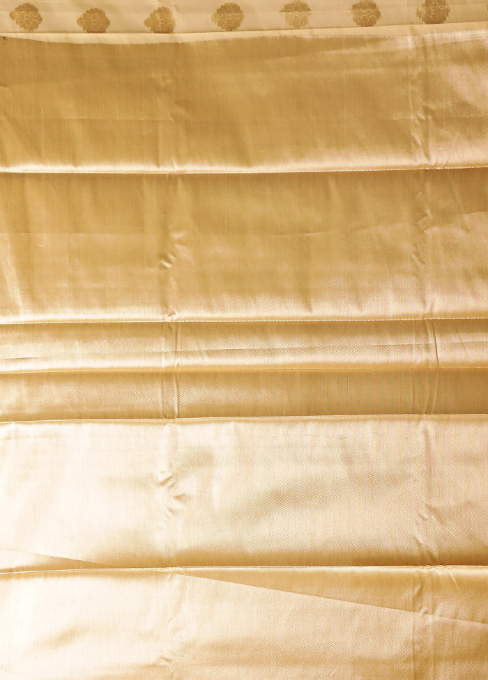 Cream Kora Silk Saree With Blouse Piece