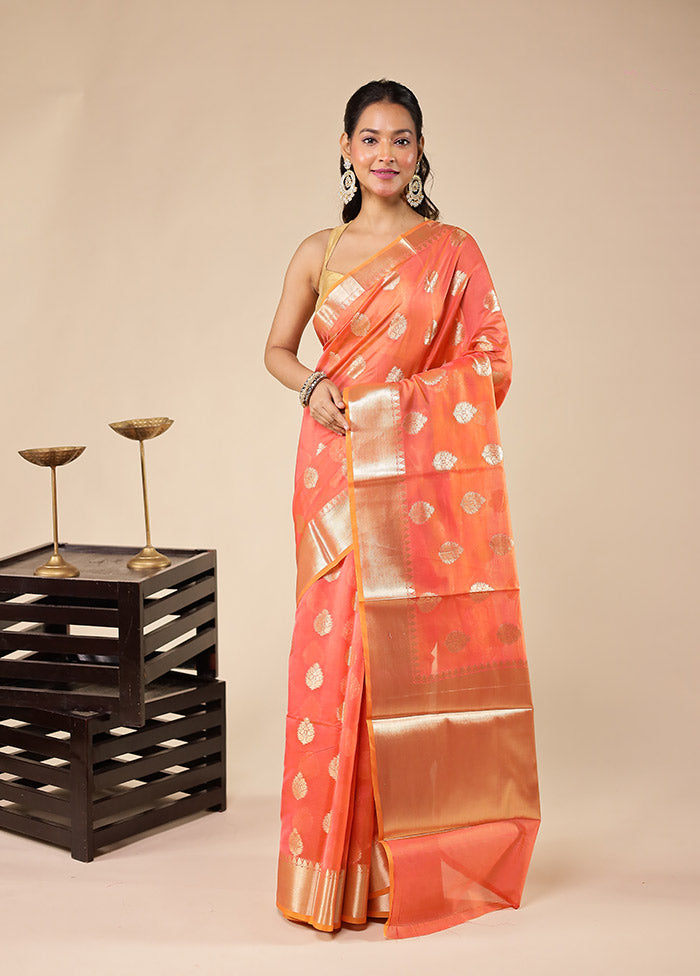 Pink Kora Silk Saree With Blouse Piece