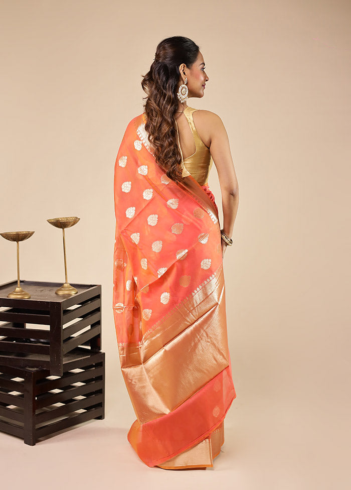 Pink Kora Silk Saree With Blouse Piece