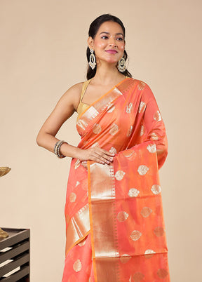 Pink Kora Silk Saree With Blouse Piece