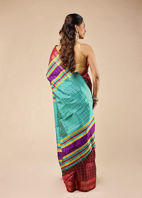 Multicolor Kalakethra Pure Silk Saree With Blouse Piece