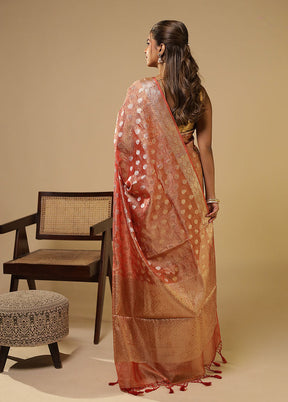 Rust Tissue Silk Saree With Blouse Piece