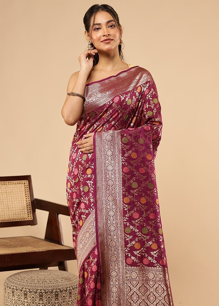 Purple Dupion Silk Saree With Blouse Piece