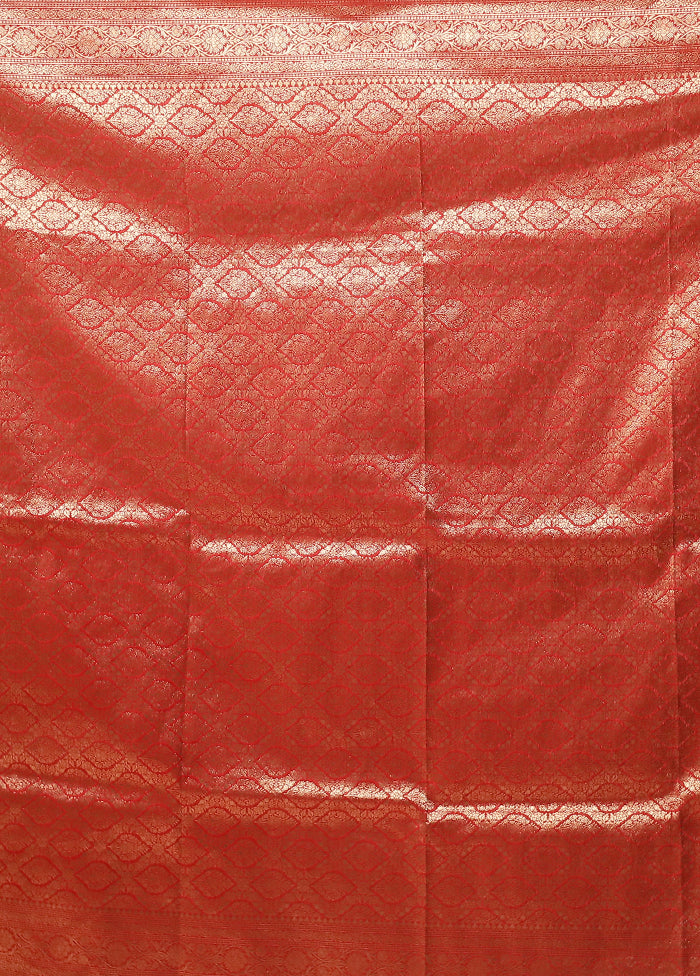 Red Dupion Silk Saree With Blouse Piece