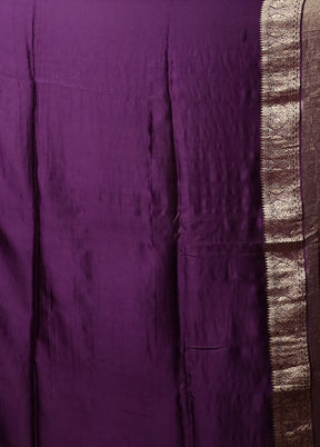 Purple Handloom Dupion Pure Silk Saree With Blouse Piece