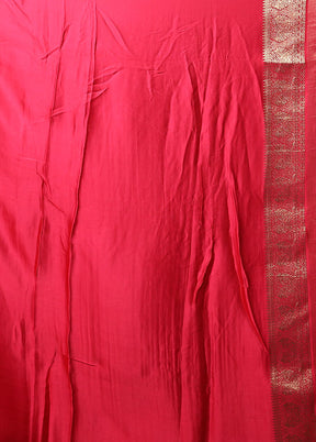 Pink Handloom Dupion Pure Silk Saree With Blouse Piece