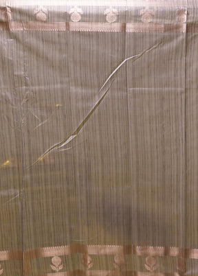 Cream Kora Silk Saree With Blouse Piece