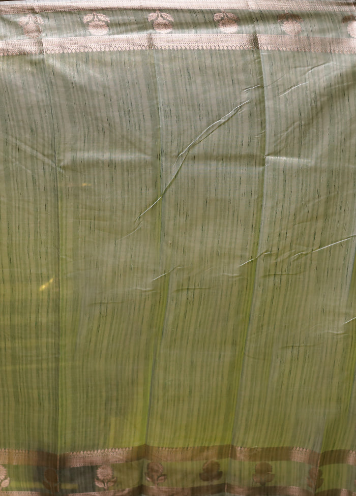 Green Kora Silk Saree With Blouse Piece
