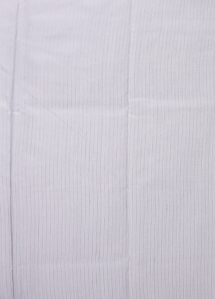 White Kora Silk Saree With Blouse Piece