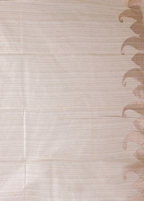 Cream Kora Silk Saree With Blouse Piece
