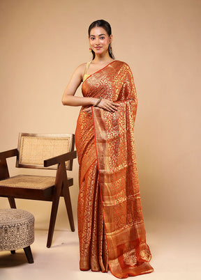 Yellow Handloom Pure Georgette Saree With Blouse Piece