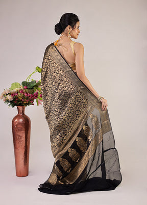Golden Handloom Pure Georgette Saree With Blouse Piece