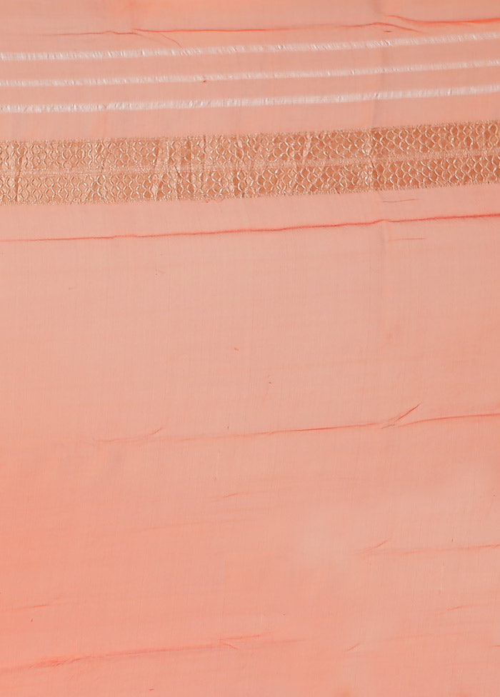 Orange Handloom Pure Georgette Saree With Blouse Piece