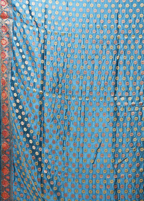 Multicolor Handloom Pure Georgette Saree With Blouse Piece