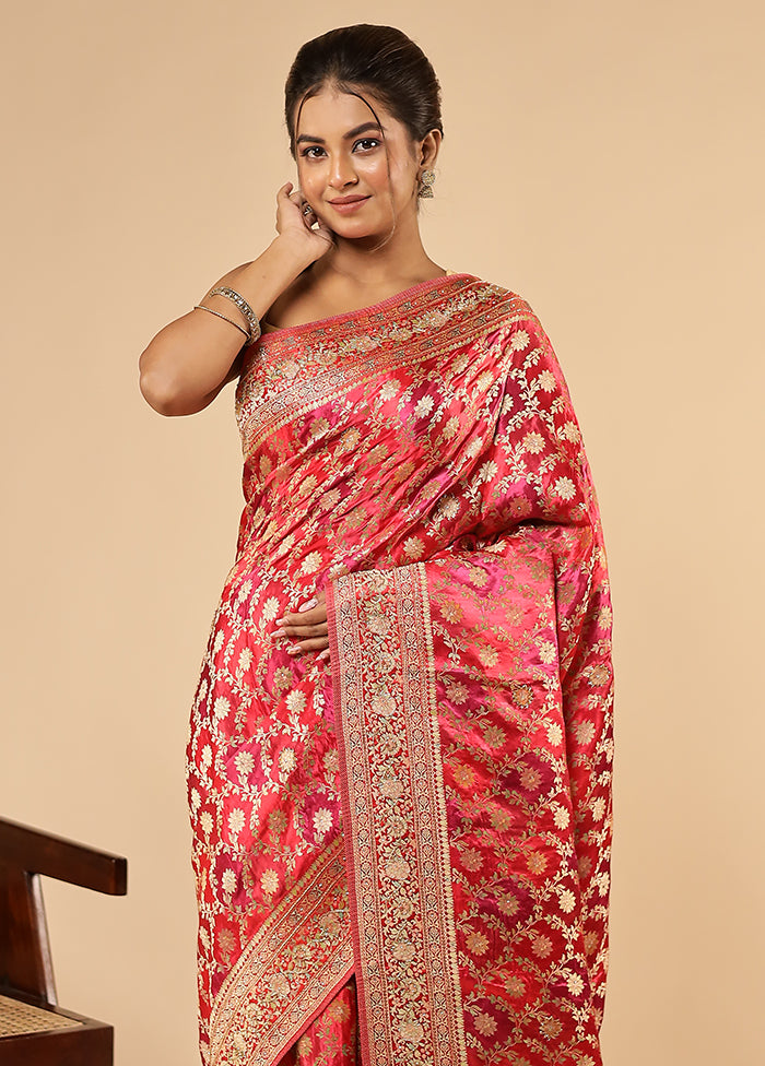 Multicolor Printed Pure Silk Saree With Blouse Piece