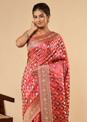 Multicolor Printed Pure Silk Saree With Blouse Piece