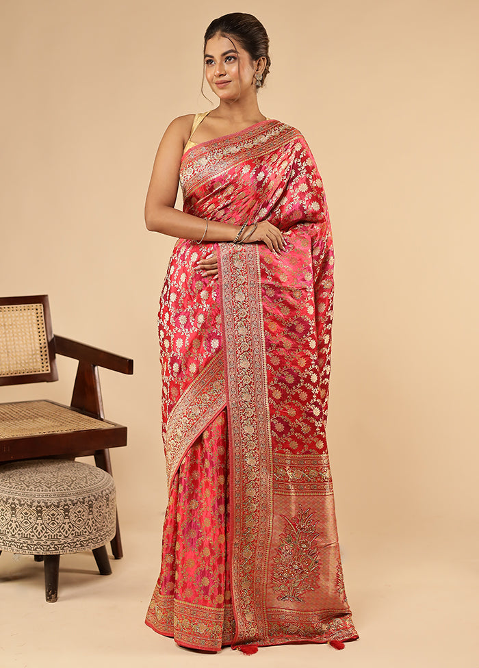 Multicolor Printed Pure Silk Saree With Blouse Piece